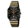 Orologio al quarzo di lusso SKMEI da uomo con quadrante quadrato oro nero cinturino in acciaio. - nero e oro