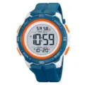 Orologio sportivo digitale impermeabile da uomo con cinturino in silicone e display - Blu