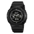 Orologio sportivo digitale nero con cinturino in resina e design impermeabile outdoor. - Nero