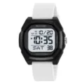 Orologio digitale nero da uomo elegante con cinturino in silicone bianco e schermo LCD. - Cinturino in Silicone / Bianco