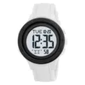 Orologio sportivo digitale bianco da uomo con lunetta nera multifunzionale impermeabile da polso - Bianco