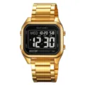 Orologio digitale quadrato dorato da uomo con cinturino metallico e display multifunzione. - Oro Display Nero