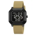 Orologio digitale quadrato minimalista con cinturino in silicone kaki per lo sport. - Albicocca