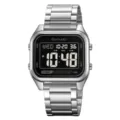 SKMEI Orologio Digitale Quadrato Impermeabile da Uomo Acciaio Inox Casual Sportivo - Argento Display Nero
