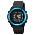Orologio sportivo digitale SKMEI da uomo con ghiera blu e cinturino in gomma impermeabile. - Blu nero