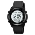Orologio sportivo digitale nero con cinturino in gomma e display chiaro per attività. - Nero Quadrante Bianco