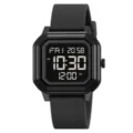 Schwarze quadratische Digitaluhr für Damen Herren, minimalistische Sport Elektronikuhr. - Schwarz (Schwarzes Display)