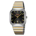 SKMEI Orologio Quarzo Uomo Quadrante Quadrato Cinturino Acciaio Inox Bicolore Elegante - Argento e Oro Quadrante Nero