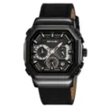 Orologio uomo al quarzo SKMEI quadrante esagonale multifunzione cinturino in pelle nera stile - nastro decorativo in pelle / Cassa Nera Cinturino Nero
