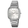 SKMEI Herren Quarz Uhr Silber Edelstahl Quadratisches Zifferblatt Business Armbanduhr - Silbernes Gehäuse Silbernes Zifferblatt