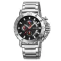 Orologio da polso uomo al quarzo SKMEI in acciaio inossidabile quadrante nero multifunzione. - Cassa Argento Quadrante Nero (9344)