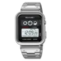 SKMEI orologio digitale uomo cinturino acciaio inossidabile impermeabile quarzo - Argento-Acciaio Inossidabile