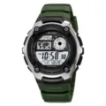 SKMEI mens digital sports watch outdoor waterproof wristwatch with alarm and resin strap - Army Green