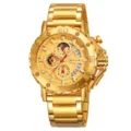 Orologio al quarzo da uomo dorato con cinturino in acciaio e quadrante multifunzione. - Cassa Oro Quadrante Oro (9344)