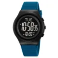 Orologio sportivo digitale da uomo con cinturino in silicone blu e schermo chiaro - Blu