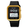 SKMEI Uomo Orologio Digitale Quadrato Impermeabile Oro Cronografo Multifunzione Sport - Cinturino in TPU Dorato