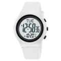 Orologio sportivo digitale bianco da uomo, orologio da polso elettronico impermeabile in silicone. - Bianco