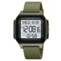 Orologio digitale quadrato verde militare da uomo e donna, orologio sportivo impermeabile. - Verde militare