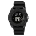 Black digital sports watch with silicone strap, waterproof tactical design for outdoor men. - Black With Black Screen