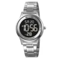 Orologio digitale da uomo in acciaio inossidabile con cinturino in metallo e schermo LCD. - Argento Display Nero