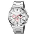 Orologio al quarzo da uomo SKMEI con cinturino in acciaio, quadrante bianco e data. - Cassa Argento Quadrante Argento
