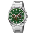 Orologio da uomo al quarzo business con quadrante verde, cinturino in acciaio inox e cronografo. - Cassa Argento Quadrante Verde