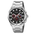 Orologio da uomo al quarzo business cinturino in acciaio inossidabile cronografo impermeabile - Cassa Argento Quadrante Nero