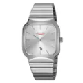SKMEI orologio uomo quarzo minimalista cinturino in acciaio argento calendario - Cassa Argento Quadrante Argento