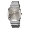 SKMEI orologio al quarzo uomo quadrante quadrato cinturino acciaio inossidabile casual - Cassa Argento Quadrante Grigio