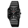 Orologio al quarzo minimalista di lusso SKMEI da uomo, quadrante quadrato nero con data e cinturino. - Tutto Nero