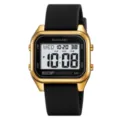 Orologio Digitale Uomo SKMEI Cassa Quadrata Oro Cinturino in Silicone Nero Impermeabile - Orologio Digitale Quadrato (2496) / nero oro