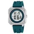 Orologio sportivo digitale da uomo con cassa quadrata e cinturino in silicone. - Cassa Bianca Trasparente Cinturino Blu