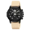 SKMEI Herren Quarz-Armbanduhr mit schwarzem Zifferblatt und beigem Silikonarmband. - Schwarzes Gehäuse Aprikosen Armband
