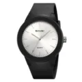 Men black quartz watch with silver dial minimalist style casual wristwatch for daily wear - Black Silver-Line Scale