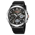 Orologio sportivo dual display SKMEI da uomo con cinturino in resina nera e lunetta argentata. - Stile Lunetta Argento Display Bianco (2402) / Argento-Display Bianco
