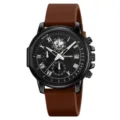 SKMEI Herren Quarz Uhr Schwarzes Zifferblatt Braunes Silikonarmband Chronograph Uhr - Schwarzes Gehäuse Armeegrünes Armband