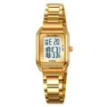 Orologio digitale donna oro SKMEI, cinturino acciaio inossidabile quadrato moda. - Oro Bianco