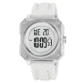 Orologio digitale quadrato con cinturino in silicone bianco da uomo, orologio sportivo. - Cassa Bianca Trasparente Cinturino Bianco