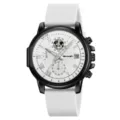 SKMEI Herren Quarz Uhr Weisses Silikonarmband Wasserdicht Kalender Sport Armbanduhr - Schwarzes Gehäuse Weißes Armband