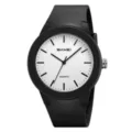 SKMEI men's quartz watch, black strap and white dial, simple casual wristwatch variant. - Black White-Line Scale
