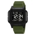 Orologio digitale militare impermeabile SKMEI con cassa quadrata e cinturino verde. - Verde militare
