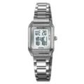 SKMEI Donna Acciaio Inossidabile Quadrato Orologio Digitale Impermeabile Quarzo Polso - Argento Display Bianco