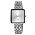 Elegante orologio da donna al quarzo quadrato con quadrante argento e cinturino a maglia. - Cassa Argento Quadrante Argento