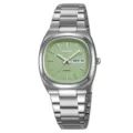Orologio al quarzo da uomo in acciaio inossidabile argento con quadrante verde chiaro. - Argento Quadrante Verde