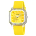 Orologio al quarzo trasparente quadrato SKMEI con cinturino in silicone giallo vivace. - Giallo