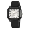 Orologio al quarzo minimalista SKMEI da uomo e donna, cinturino in silicone nero, stile casual. - Nero