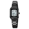 Montre digitale noire SKMEI pour femme avec un cadran carre et un bracelet en metal. - Noir Cadran Blanc