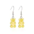 Yellow gummy bear drop earrings, cute candy color resin dangling ear jewelry for women. - Yellow