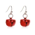 Charming red apple bell fishhook earrings, perfect festive Christmas jewelry accessory. - Red Earrings