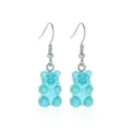Cute light blue gummy bear dangle earrings, sweet candy style fashion jewelry for women. - Blue
